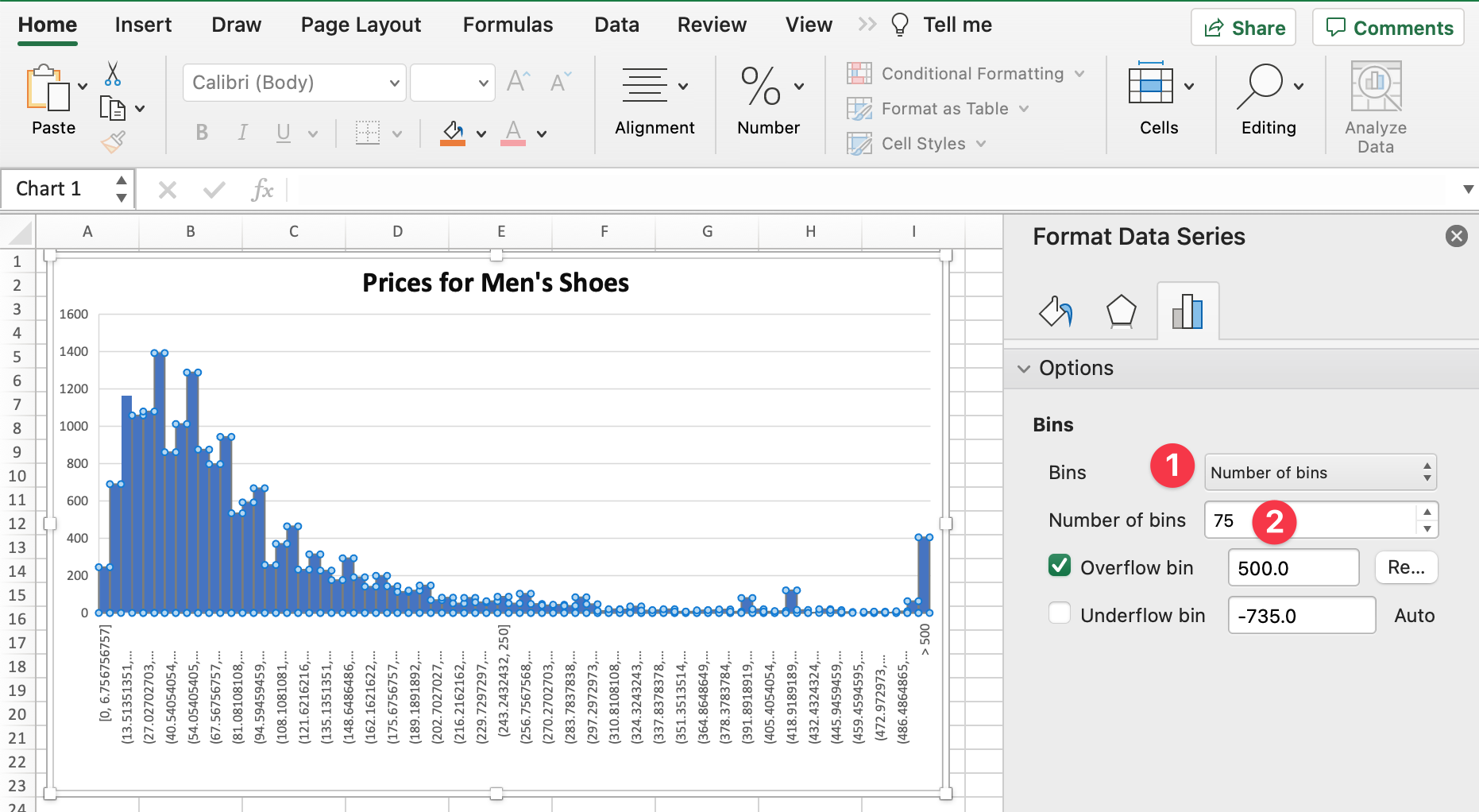 How to change bin number/width in a histogram in Excel for Mac (Office  2020) - Microsoft Community Hub
